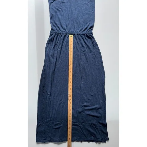 MARINE LAYER Tank Maxi Dress Womens Medium Side Slit Blue Striped Cinched Waist