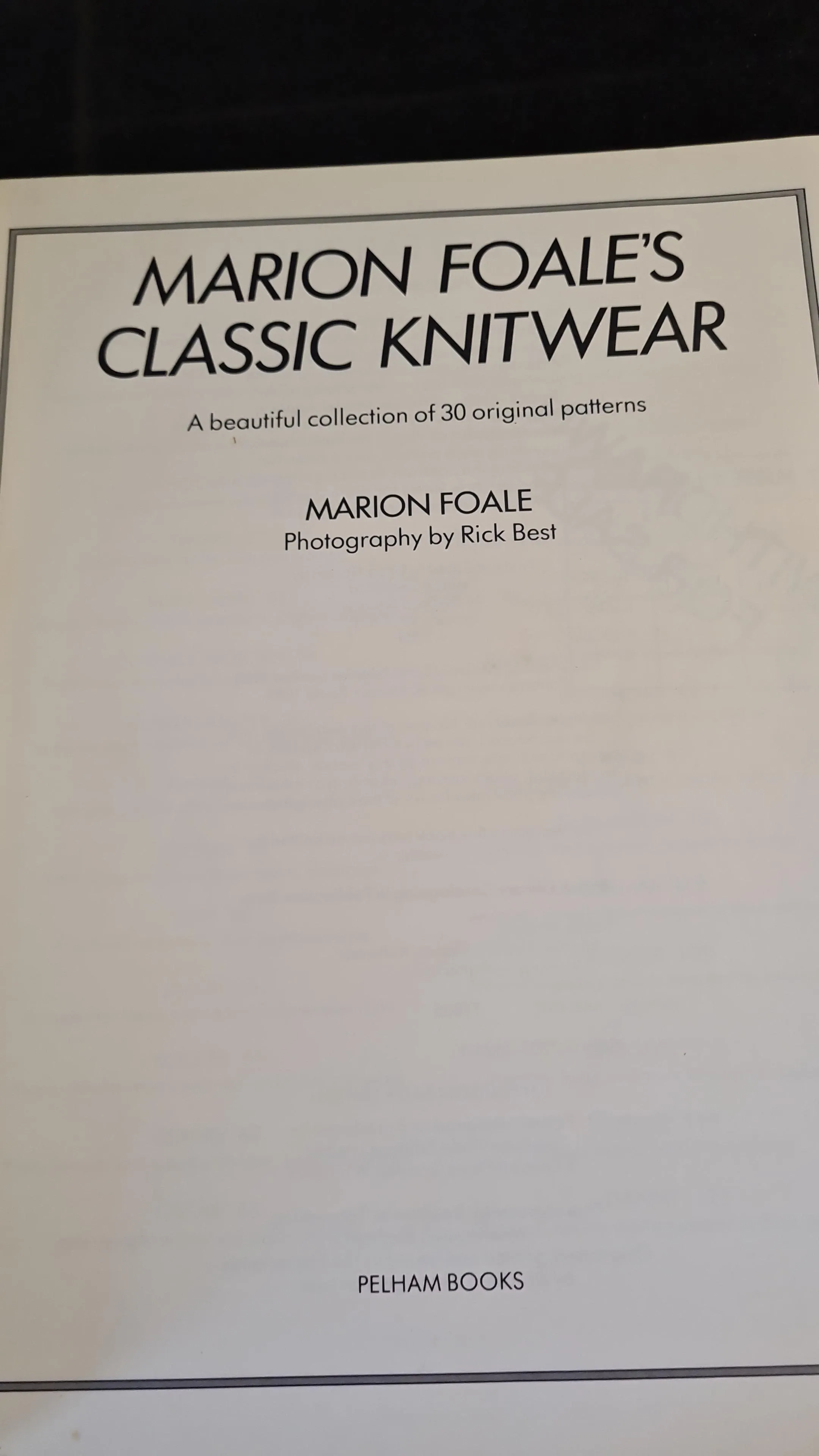 Marion Foale's Classic Knitwear, Pelham Books, 1985