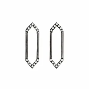 Medium Marquis Earrings | Black Gold with Diamond Points