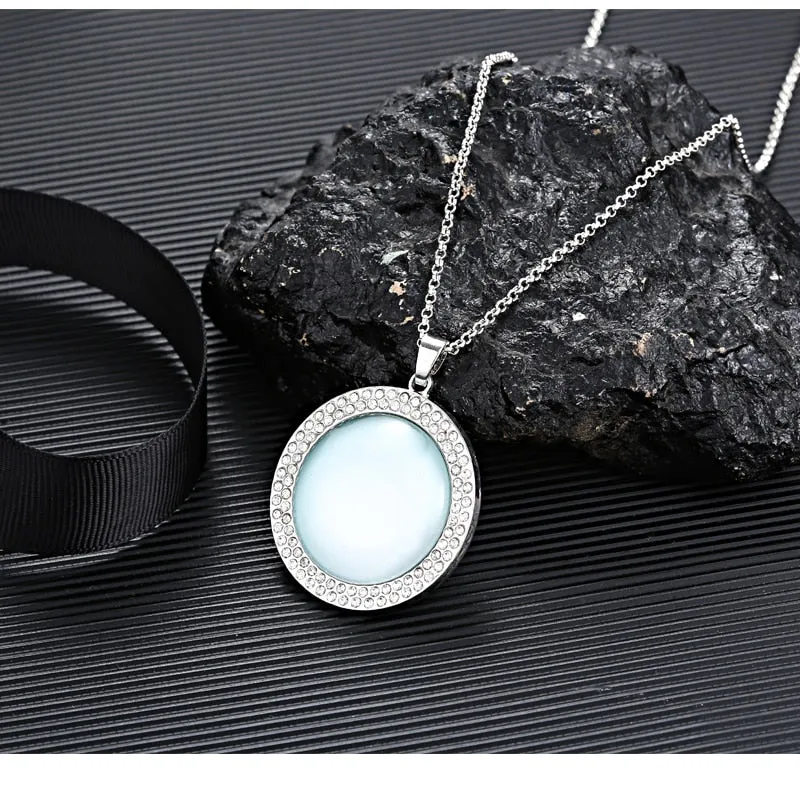Memorial Rhinestone Pendant Necklace Gold Picture Photo Women's Silver Jewelry