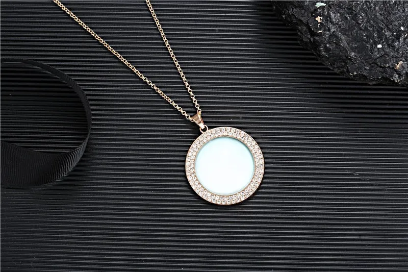 Memorial Rhinestone Pendant Necklace Gold Picture Photo Women's Silver Jewelry