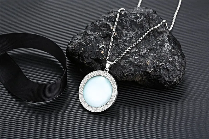 Memorial Rhinestone Pendant Necklace Gold Picture Photo Women's Silver Jewelry