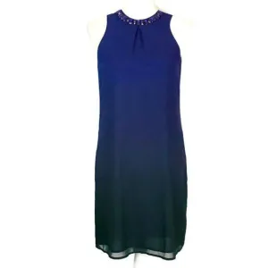 MICHAEL KORS PROTO SAMPLE Iris Purple Cut Out Back Dip Dye Gemstones Dress Sz 2