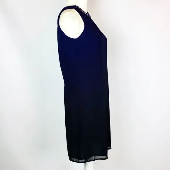 MICHAEL KORS PROTO SAMPLE Iris Purple Cut Out Back Dip Dye Gemstones Dress Sz 2