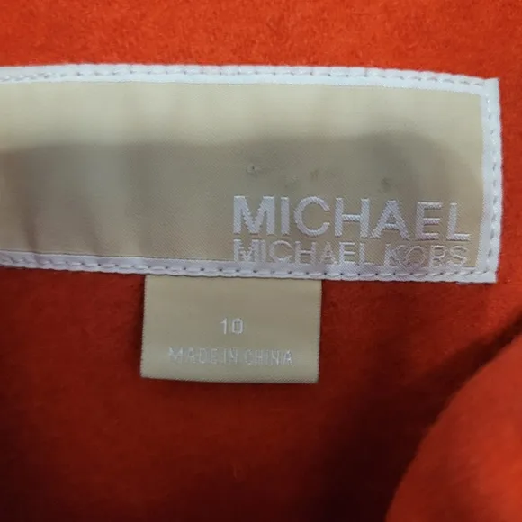 Michael Kors Women's Orange Wool Blend Double Breasted Pea Coat Size 10 Classic