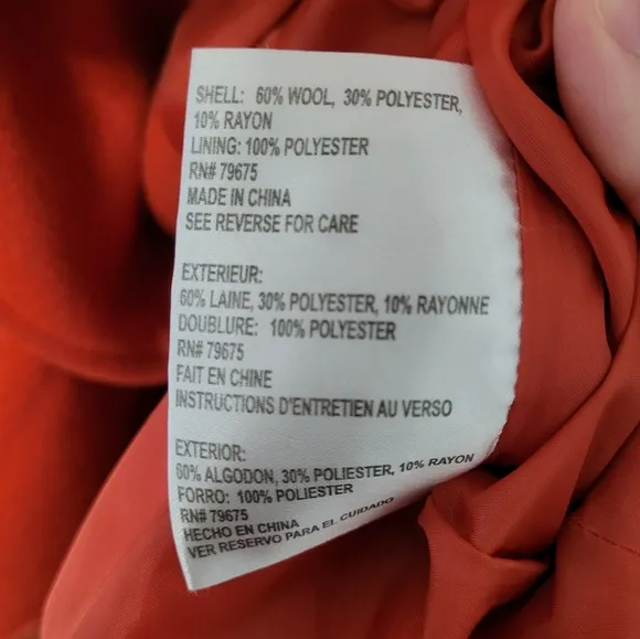 Michael Kors Women's Orange Wool Blend Double Breasted Pea Coat Size 10 Classic