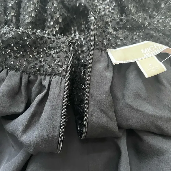 MICHAEL Michael Kors Black Silk Blend Sequin Flare Skirt Women's Size 8 NWT