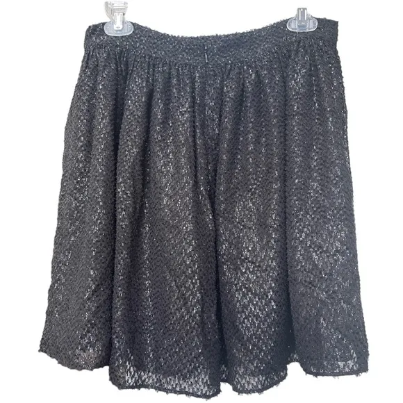 MICHAEL Michael Kors Black Silk Blend Sequin Flare Skirt Women's Size 8 NWT