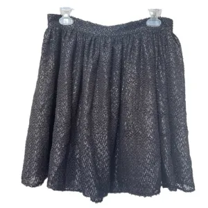 MICHAEL Michael Kors Black Silk Blend Sequin Flare Skirt Women's Size 8 NWT