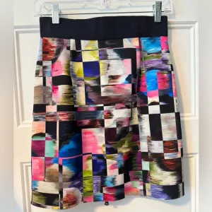 Milly Multicolored Cubist Print Pencil Skirt Women's Size 2