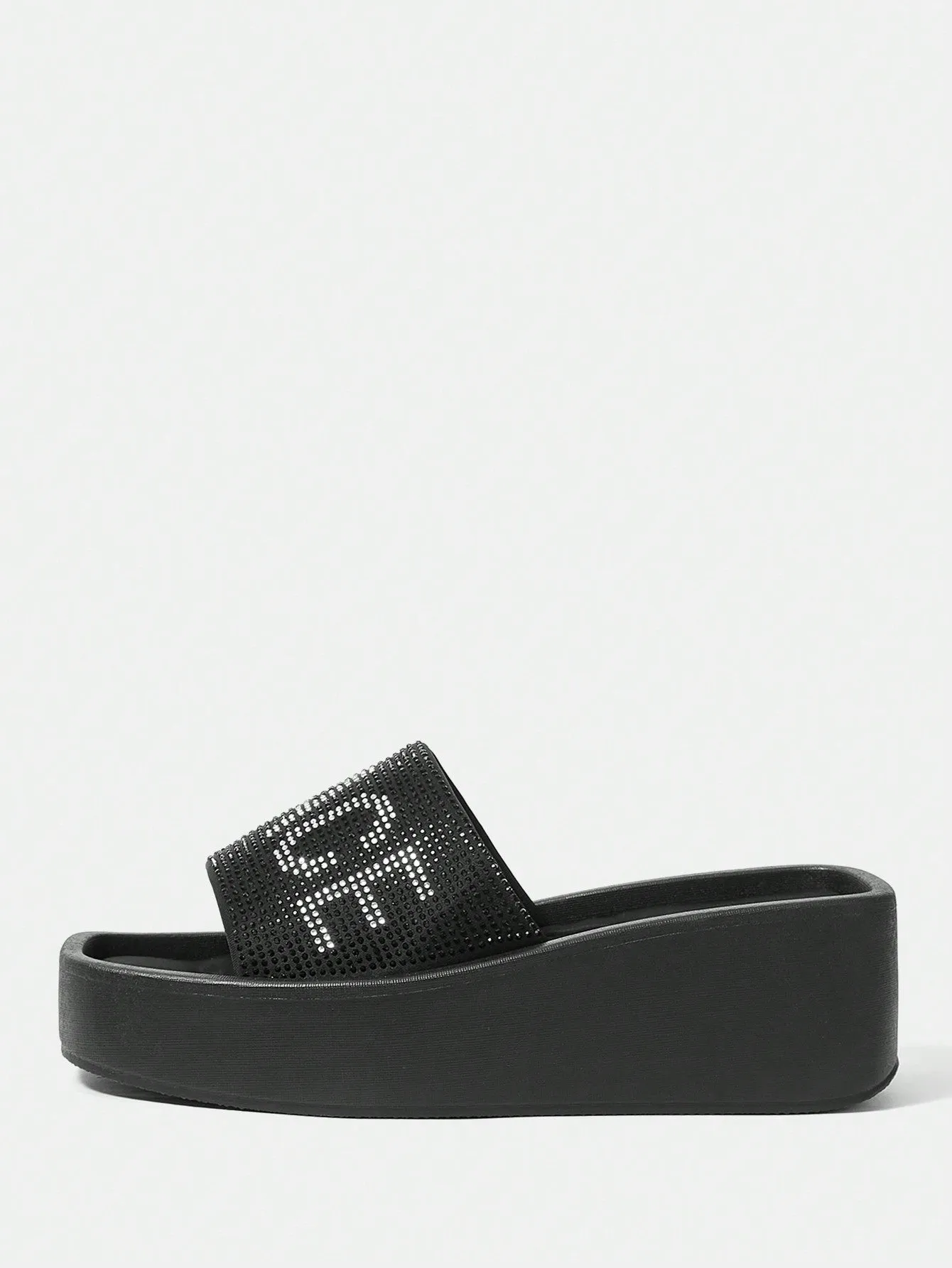Minimalist Rhinestone Decor Thick Sole Sandals