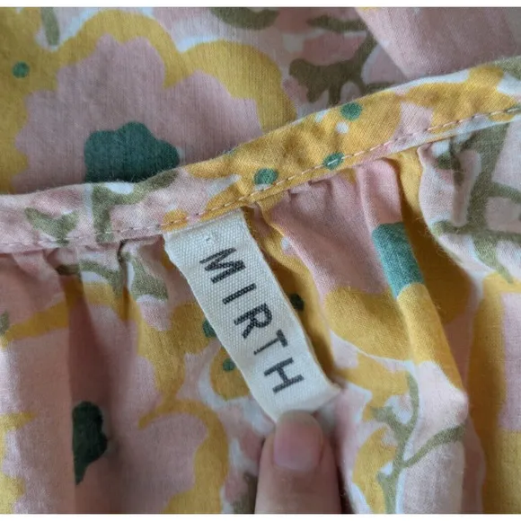 Mirth Handblocked Night Dress in Pink Lemonade Size Small Floral Night Gown