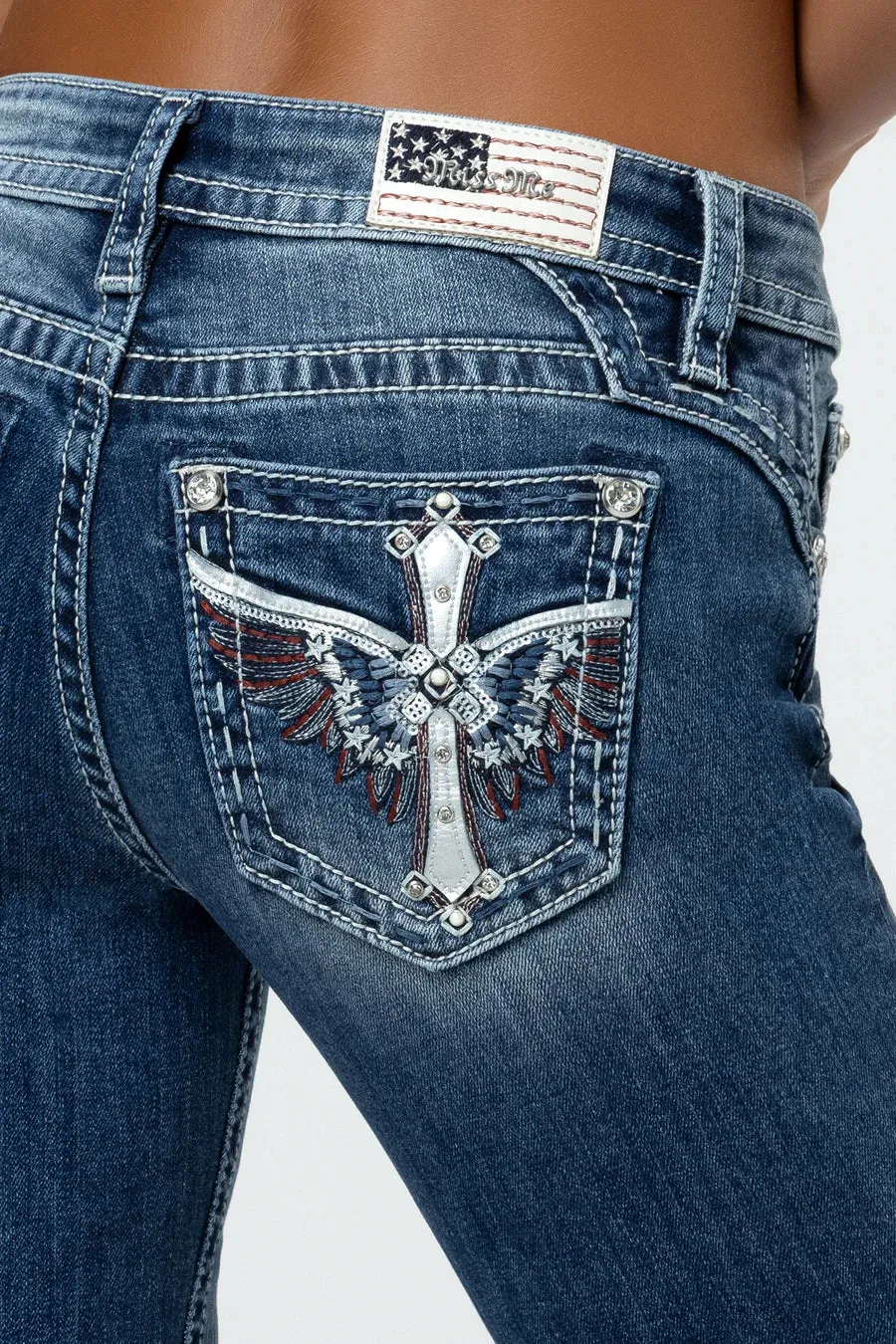 Miss Me Winged Spirit Mid-Rise Bootcut Jeans