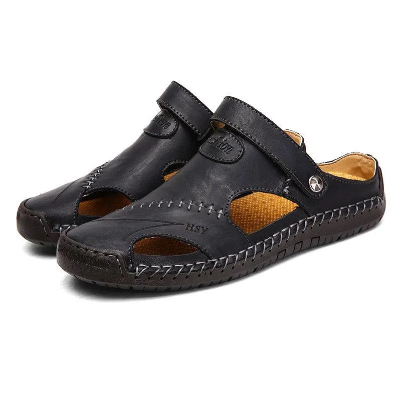 Mostelo™—Men Hand Stitching Soft Outdoor Closed Toe Leather Casual Sandals
