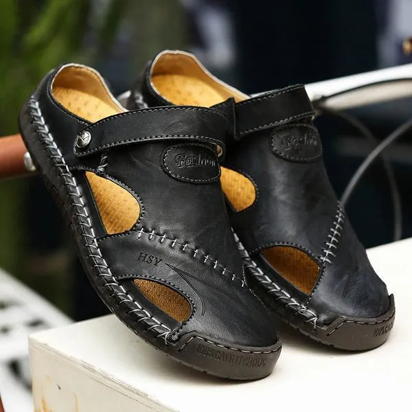 Mostelo™—Men Hand Stitching Soft Outdoor Closed Toe Leather Casual Sandals
