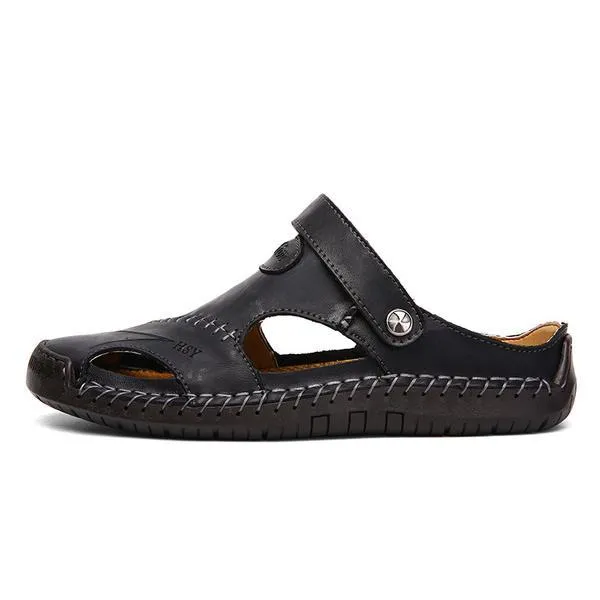 Mostelo™—Men Hand Stitching Soft Outdoor Closed Toe Leather Casual Sandals