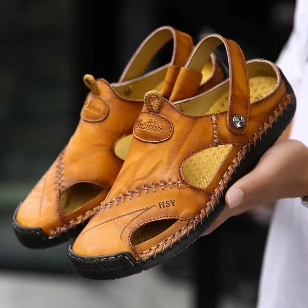 Mostelo™—Men Hand Stitching Soft Outdoor Closed Toe Leather Casual Sandals
