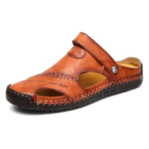 Mostelo™—Men Hand Stitching Soft Outdoor Closed Toe Leather Casual Sandals