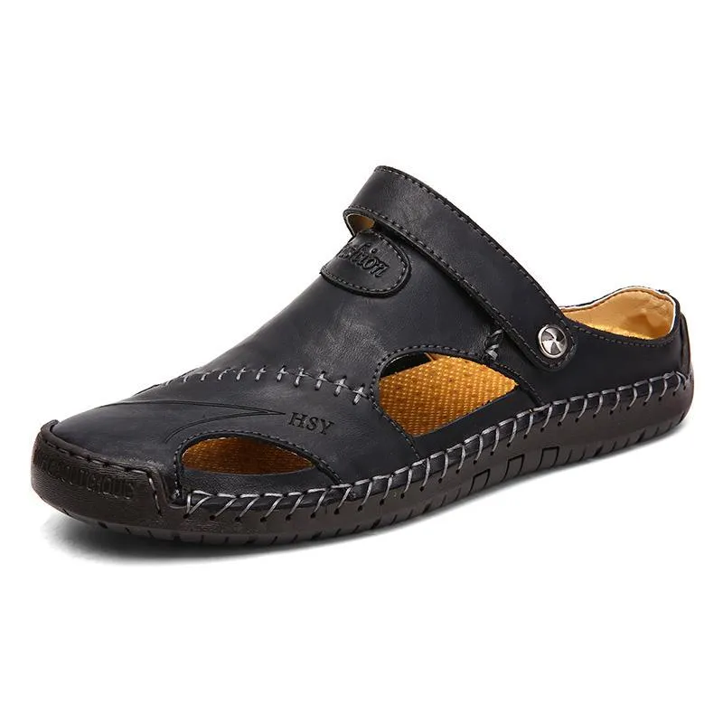Mostelo™—Men Hand Stitching Soft Outdoor Closed Toe Leather Casual Sandals