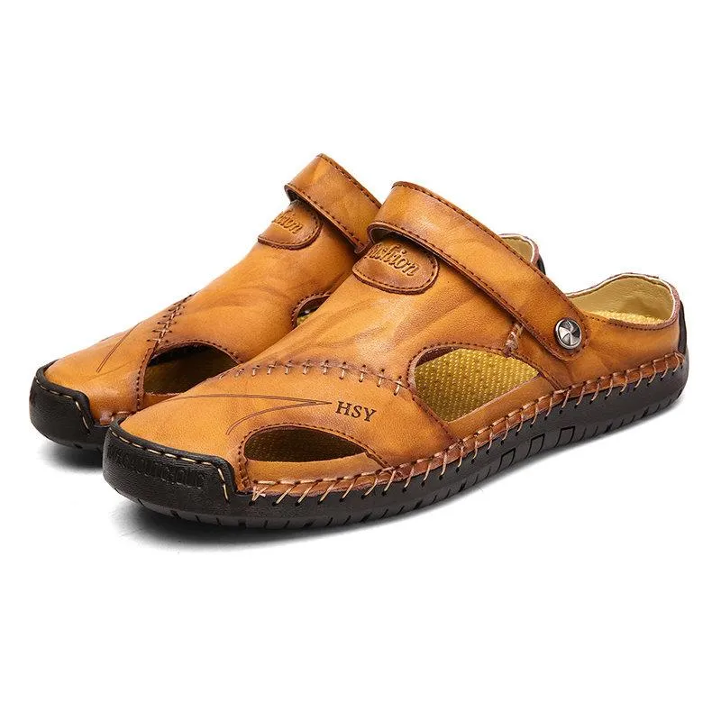 Mostelo™—Men Hand Stitching Soft Outdoor Closed Toe Leather Casual Sandals
