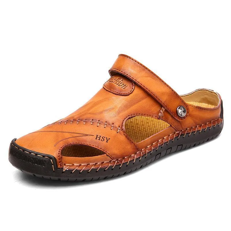 Mostelo™—Men Hand Stitching Soft Outdoor Closed Toe Leather Casual Sandals