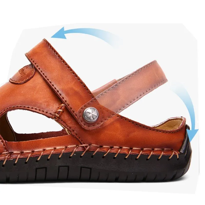 Mostelo™—Men Hand Stitching Soft Outdoor Closed Toe Leather Casual Sandals