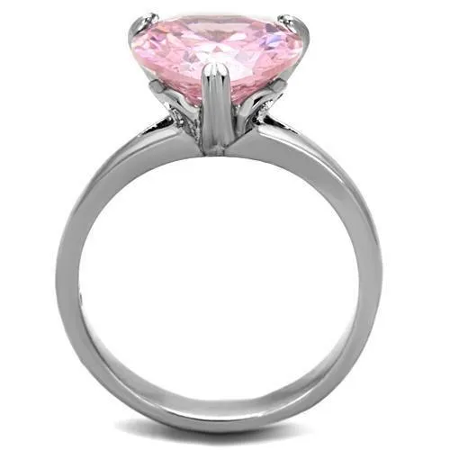 MT 3151 Stainless Steel Stunning Pink Ice Heart Newest October Birthstone