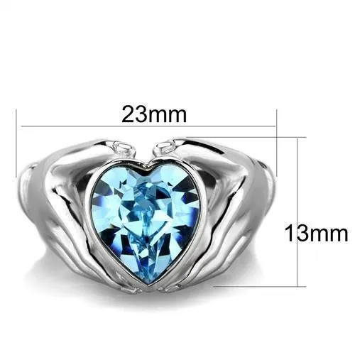 MT5771 - Loving Hands Blue Heart March and December Birthstone Crystal