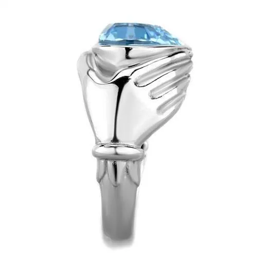 MT5771 - Loving Hands Blue Heart March and December Birthstone Crystal