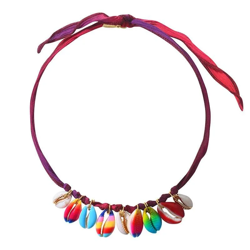 Multishell Necklace on Silk
