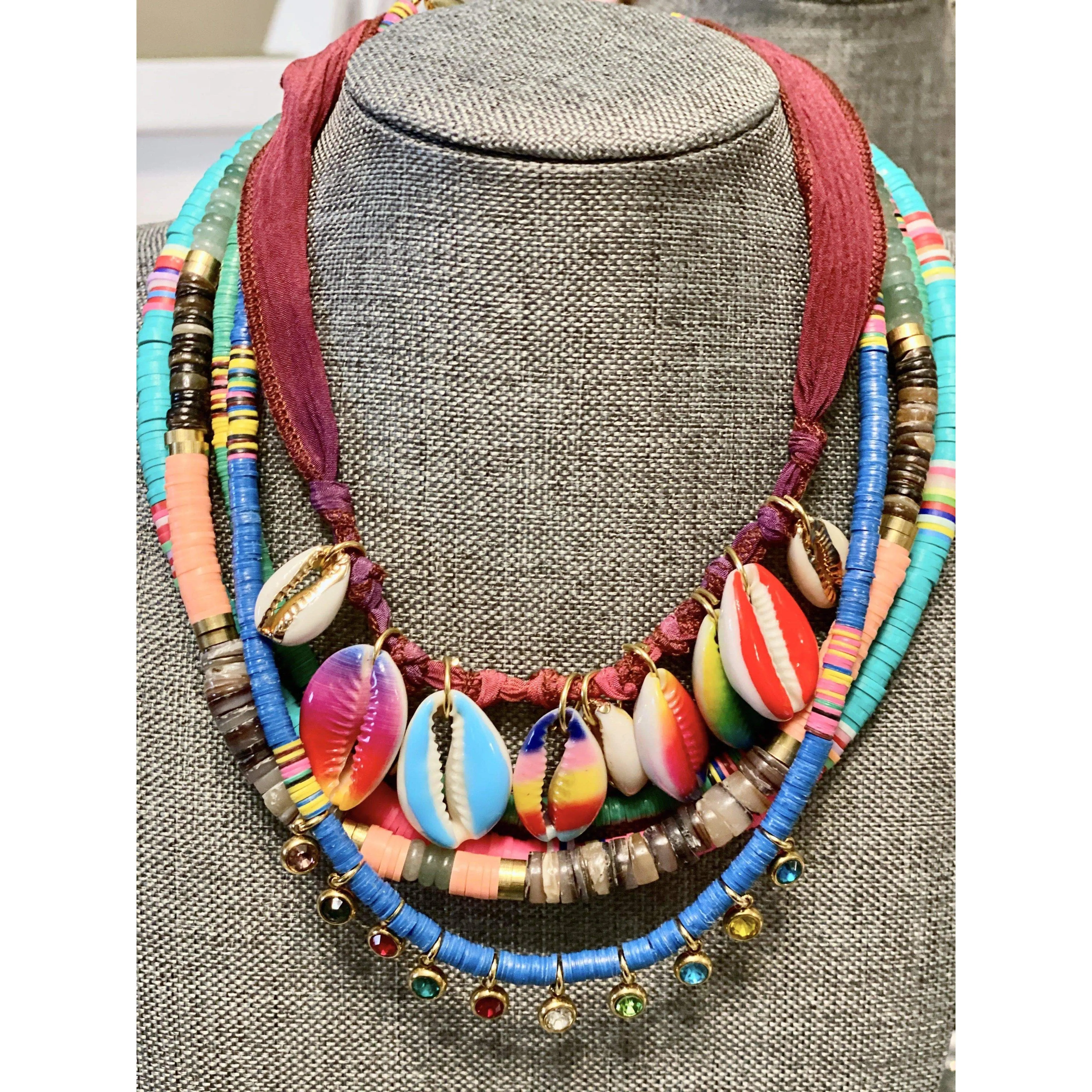 Multishell Necklace on Silk