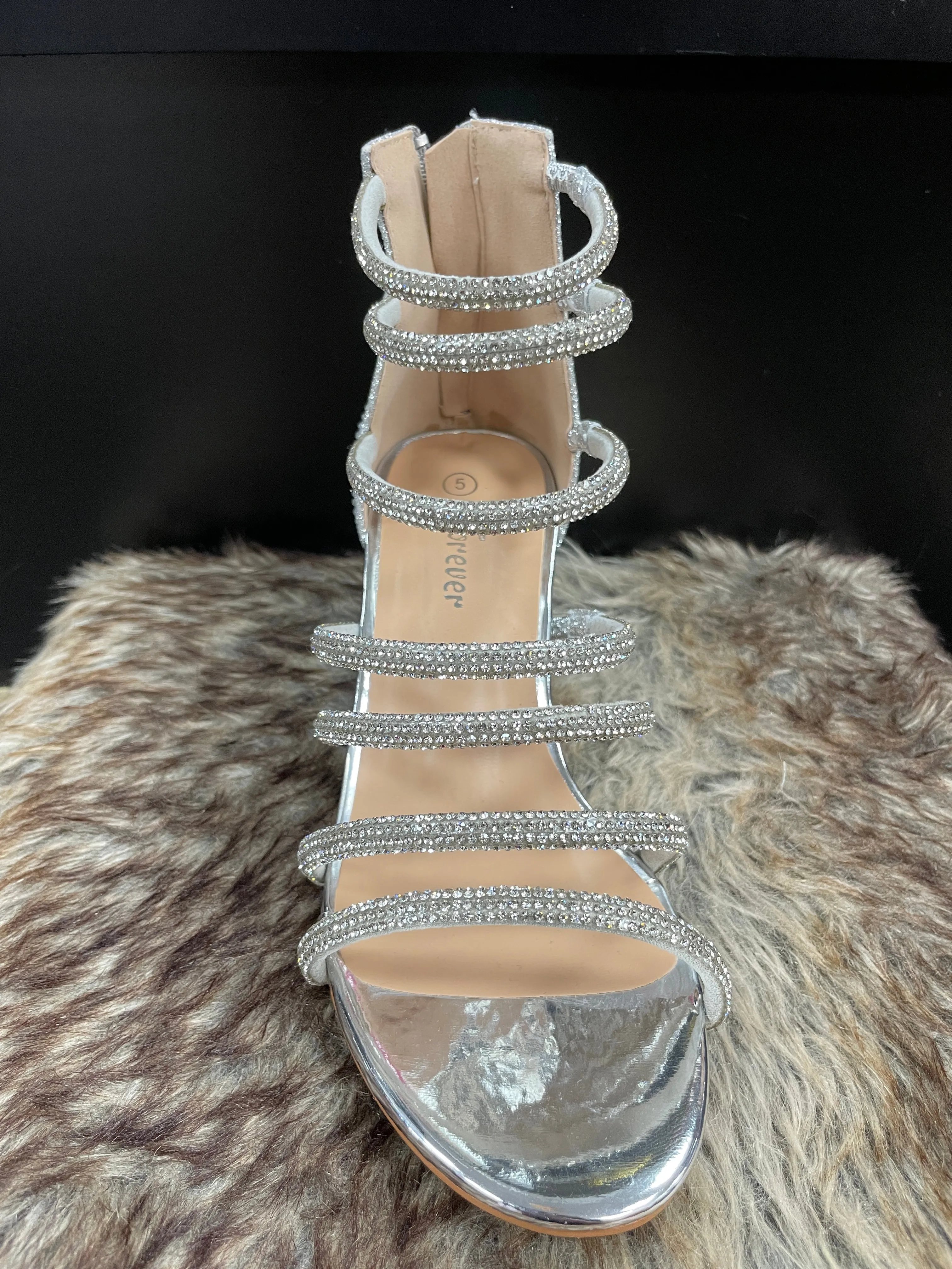 Nataly Silver Rhinestone Heels