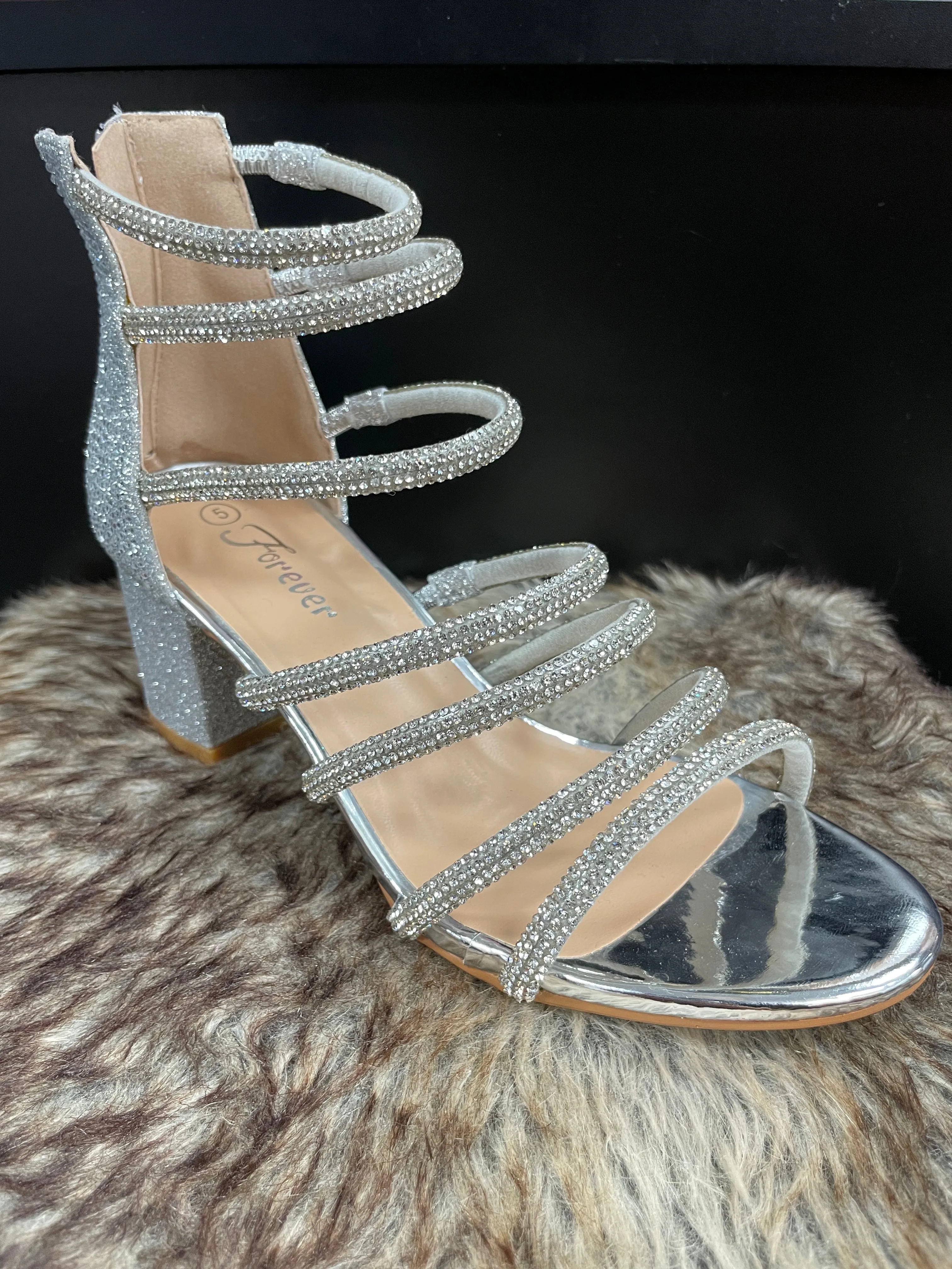 Nataly Silver Rhinestone Heels