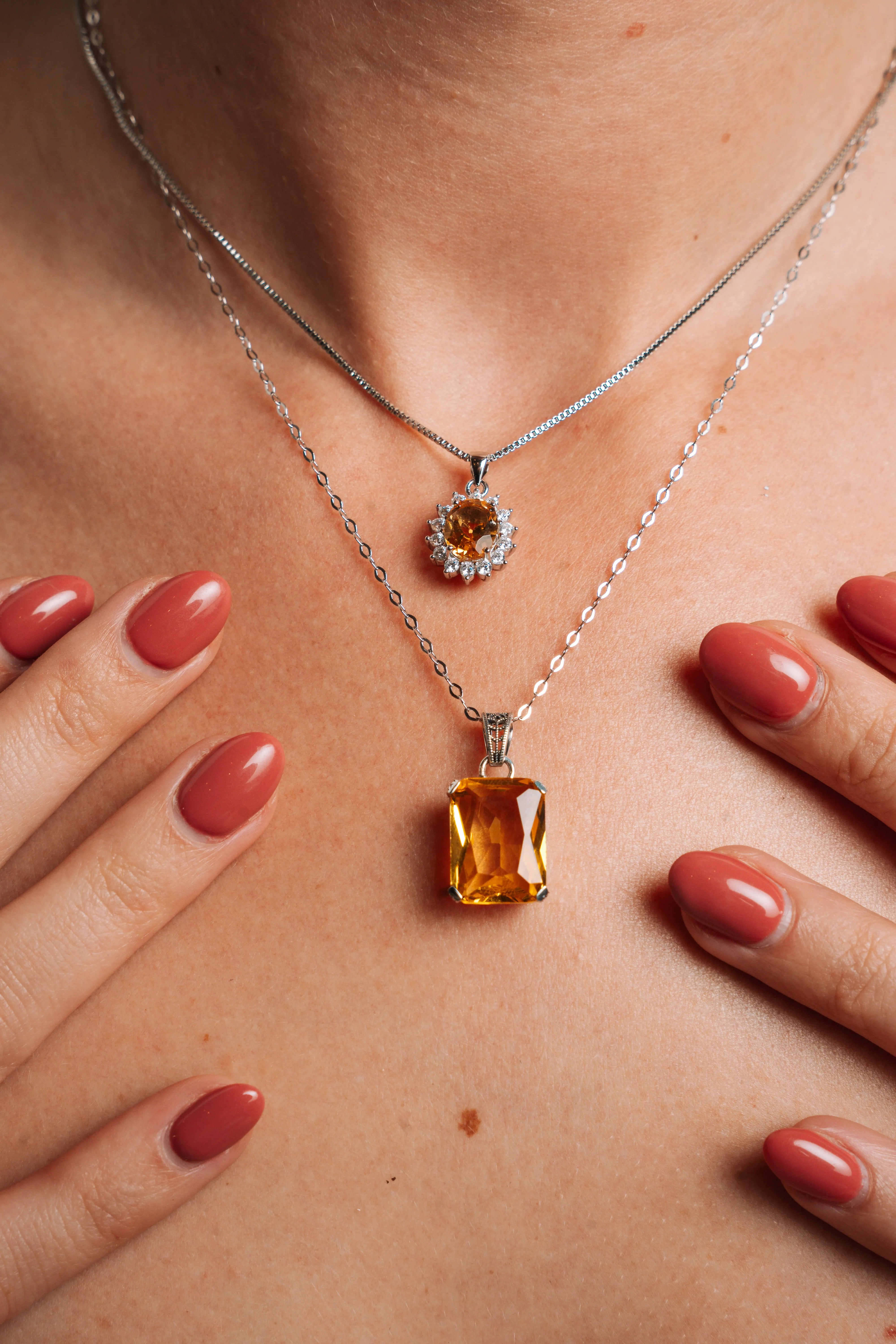 Natural Citrine Pendant Necklace
