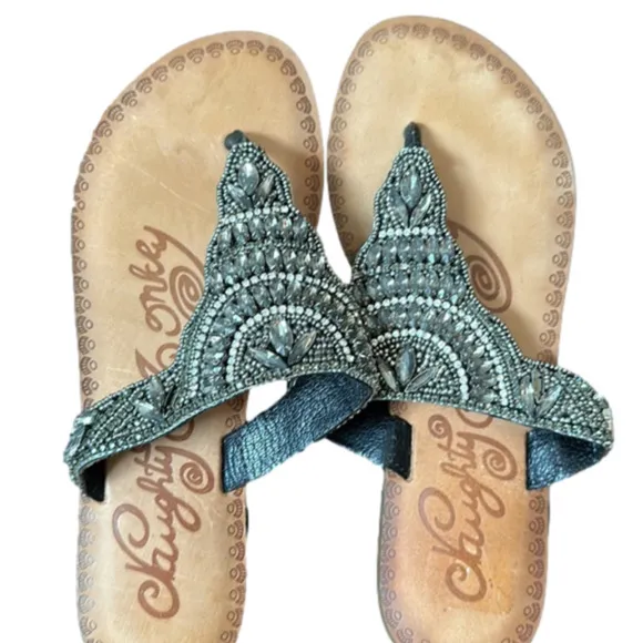Naughty Monkey jeweled Sandal - Women's Shoes in Silver | Buckle size 6.5 GUC