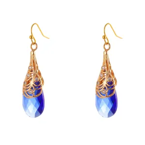 Navy Crystal & Cubic Zirconia Drop Earrings