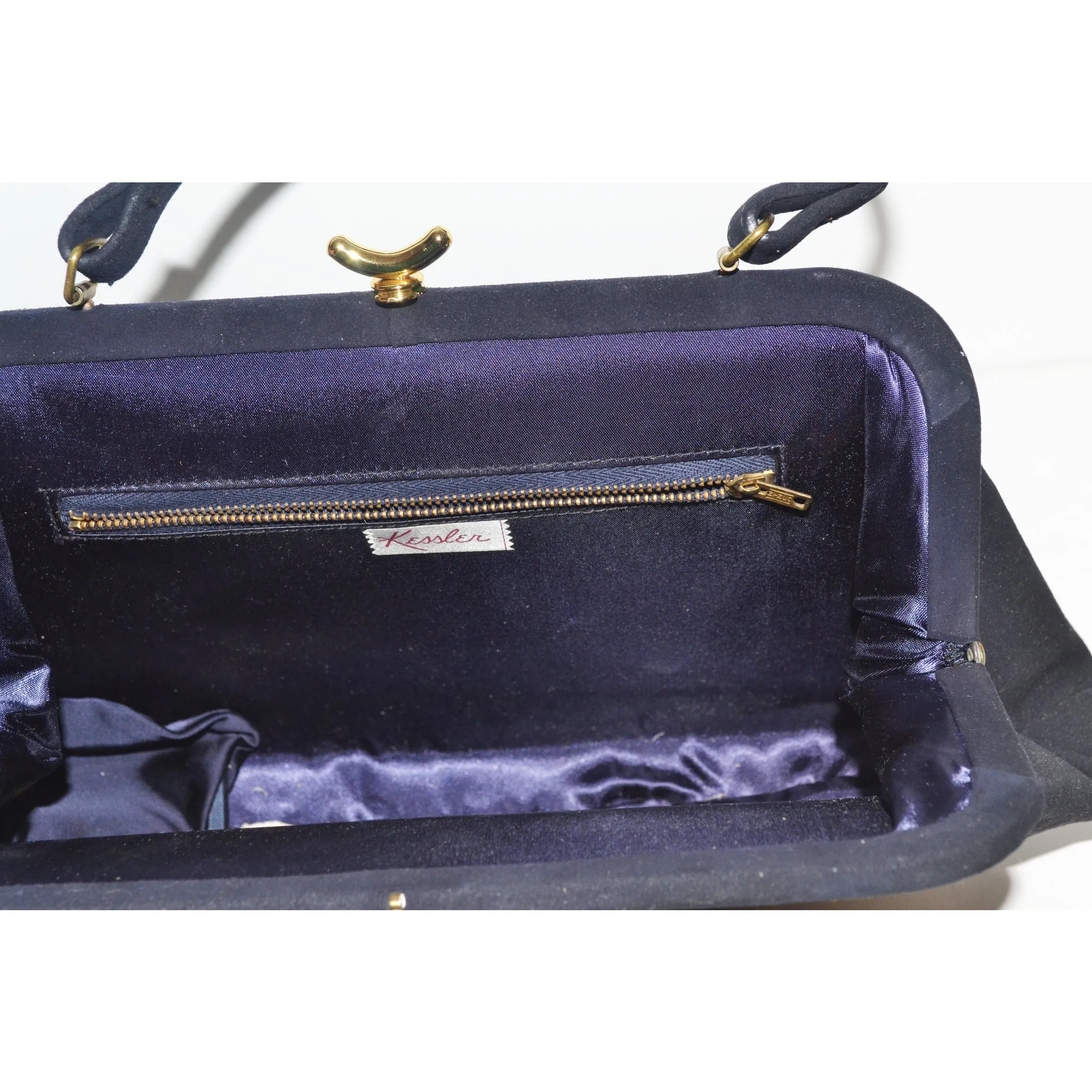 Navy Suede Purse By Kessler