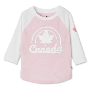 New Canadiana Kids Girls' Colour Blocked Raglan Tee, Pink, Sz 3T!