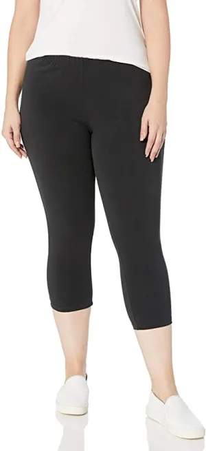 New Just My Size Women's Plus-Size Stretch Jersey Capri, Black, Sz 3X!