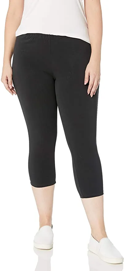 New Just My Size Women's Plus-Size Stretch Jersey Capri, Black, Sz 3X!