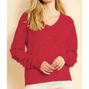 NEW NIC   ZOE women's relaxed glam sweater in chili pepper