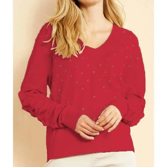 NEW NIC   ZOE women's relaxed glam sweater in chili pepper