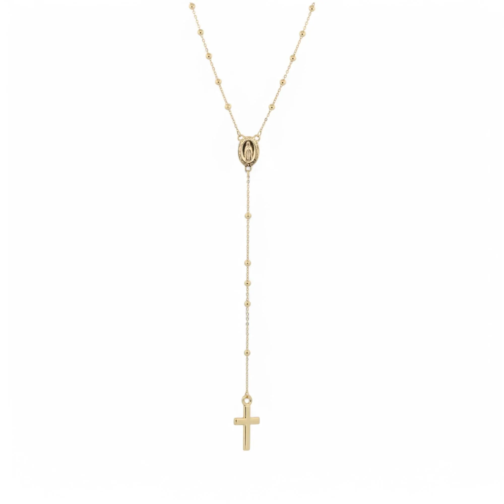 New Rosary Necklace in 14k Yellow Gold Religious Jewelry
