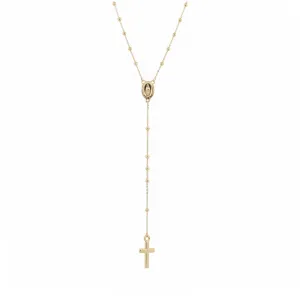 New Rosary Necklace in 14k Yellow Gold Religious Jewelry