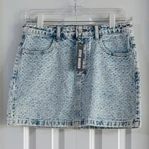 NEW Steve Madden LIght Blue Beck Denim Rhinestone Skirt Women's Size 6