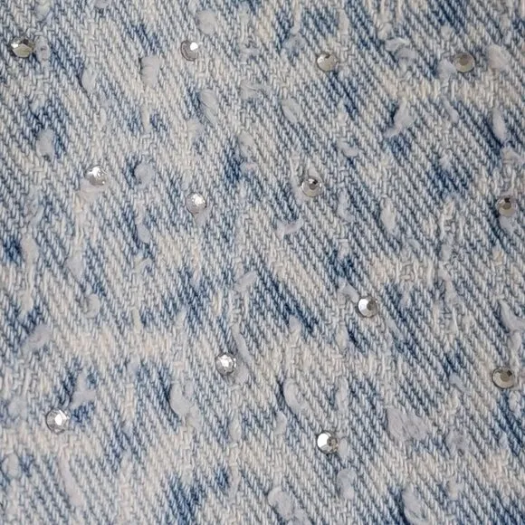 NEW Steve Madden LIght Blue Beck Denim Rhinestone Skirt Women's Size 6