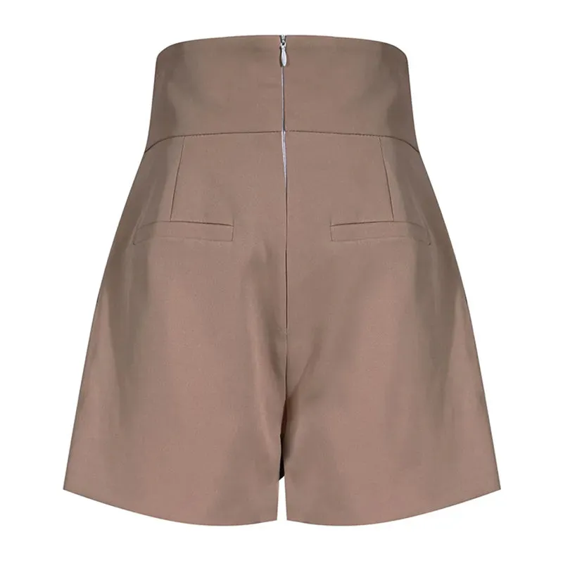 NEW VGH Elegant Patchwork Women Shorts High Waist Asymmetrical Hit Color Loose Irregular Short Female Clothing Fashion Summer 210323, Sz M, Retails $50