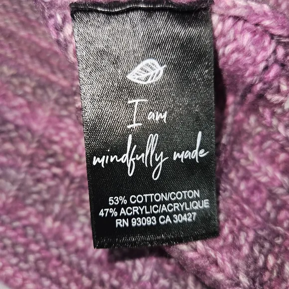Nic   Zoe Winter Warmth Pink Crewneck Sweater Size Large Cotton Blend Open Knit