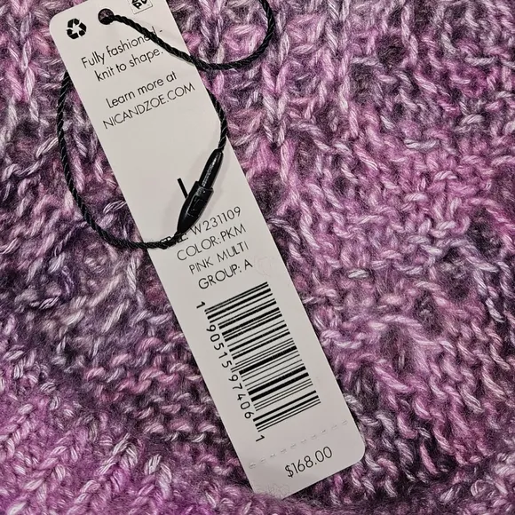 Nic   Zoe Winter Warmth Pink Crewneck Sweater Size Large Cotton Blend Open Knit