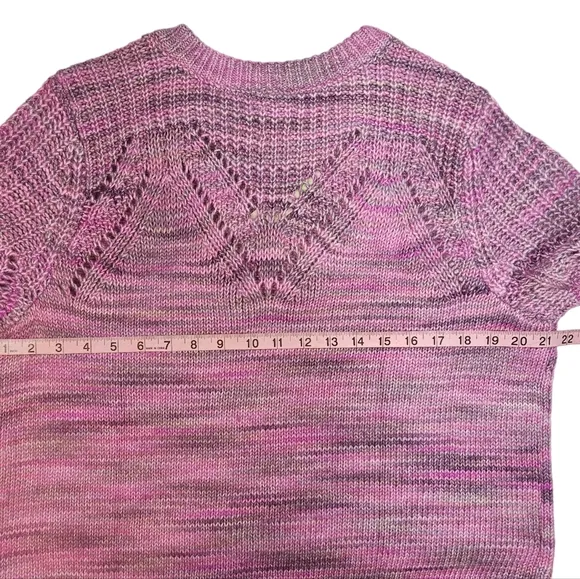 Nic   Zoe Winter Warmth Pink Crewneck Sweater Size Large Cotton Blend Open Knit